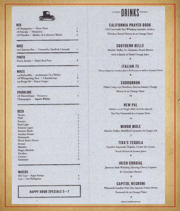 menu